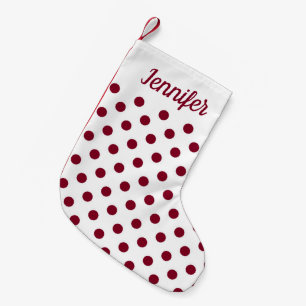 Moderne Burgunder Polka-Punkte-Muster Kleiner Weihnachtsstrumpf