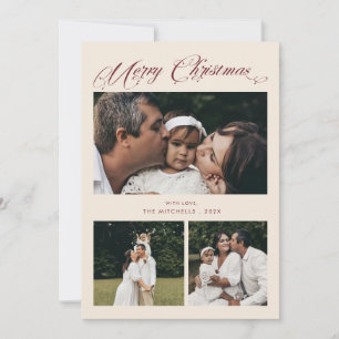 Moderne Burgunder-Schrift Frohe Weihnachten 4 Foto