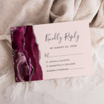 Moderne Burgunder Silber Achat Rosa Hochzeit
