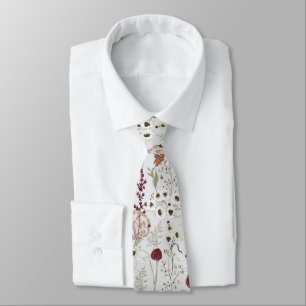Moderne Burgunder-Wildblumen Boho-Floral Krawatte