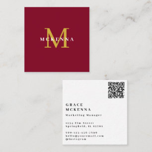Moderne Burgunderrote QR-Code-Visitenkarte Quadratische Visitenkarte