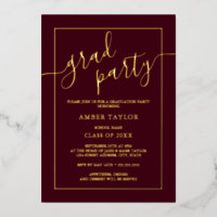 Moderne Burgundy Gold Graduation Party