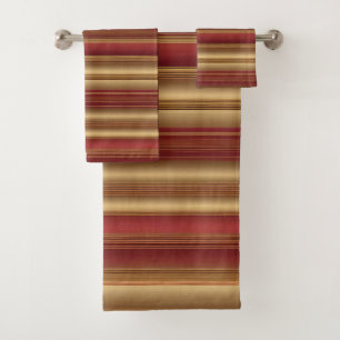 Moderne Burgundy Gold Luxury Linen Collection Badhandtuch Set
