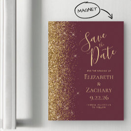 Moderne Burgundy Gold Save the Date Magnetkarte