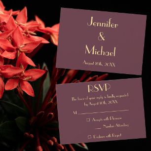 Moderne Burgundy Gold Wedding RSVP Einladungskarte