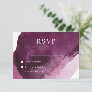 Moderne Burgundy Maroon Watercolor Hochzeit RSVP Karte