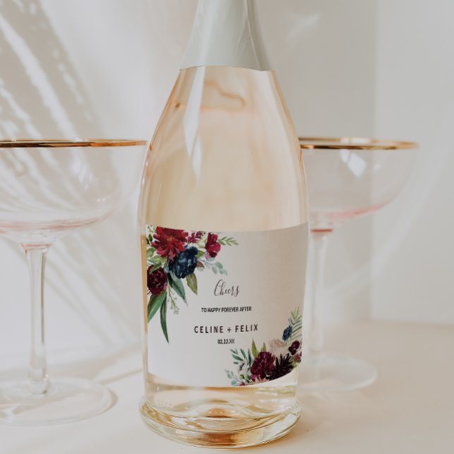 Moderne Burgundy Navy Hochzeit Sparkling Weine Lab (Von Creator hochgeladen)