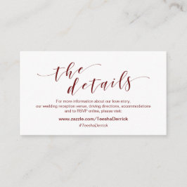 Moderne burgundy-Schrift, Unsere Details, Website Begleitkarte