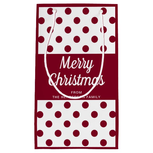 Moderne Burgundy Script Frohe Weihnachten Kleine Geschenktüte (Vorderseite)