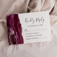 Moderne Burgundy Silver Agate Wedding