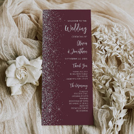 Moderne Burgundy Silver Glitzer Script Wedding