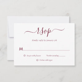 Moderne burgundy Wedding RSVP Cards Karte