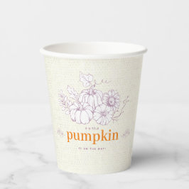 Moderne Burlap Lila Orange Pumpkin Baby Dusche Pappbecher