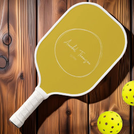 Moderne Burnt Lemon Mitte des Jahrhunderts | Name Pickleball Schläger