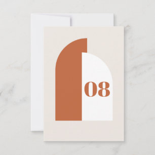 Moderne Burnt Orange Arch Wedding Tischnummer Card