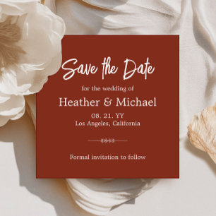Moderne Burnt Orange Save the Date QR Hochzeit Einladung