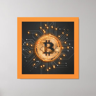 moderne Büroeinrichtung Krypto BITCOIN LOGO orange Leinwanddruck