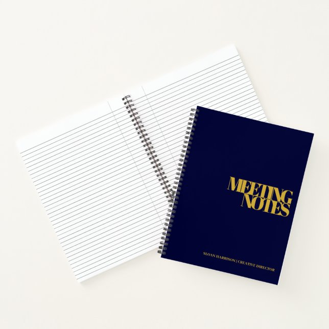 Moderne Business Meeting Notes Gold Navy Blue Notizbuch (Innenseite)