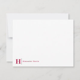 Moderne Business Monogram Erstreihe Burgundy Red Mitteilungskarte