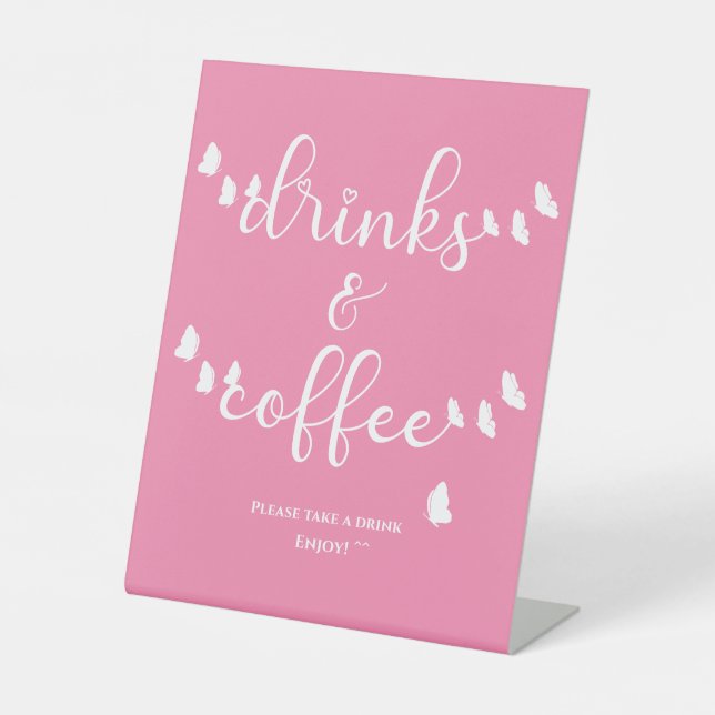 Moderne Butterfly-kalligraphische Getränke & Kaffe Sockelschild (Vorderseite)