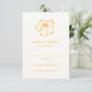 Moderne buttergelbe Blütenhochzeit RSVP Karte