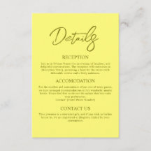 Moderne Buttergelbe Hochzeitdetails