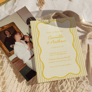 Moderne Buttergelbe Hochzeitseinladung Einladung