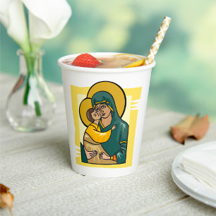 Moderne byzantinische Jungfrau Mary and Child Reli Pappbecher