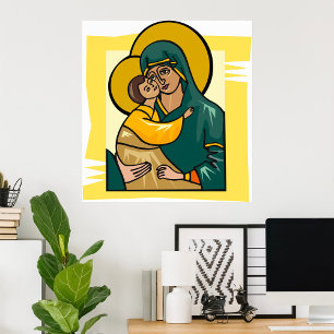 Moderne byzantinische Jungfrau Mary and Child Reli Poster