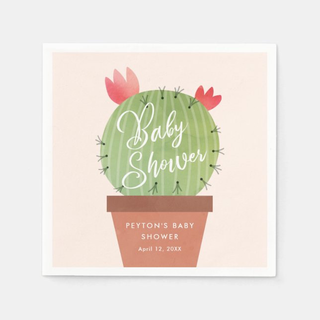 Moderne Cactus Baby Shower Serviette (Vorderseite)