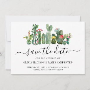 Moderne Cactus Cacti Succulent Floral South Weddin Save The Date