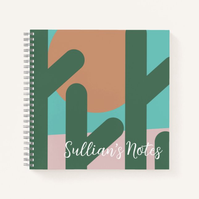 Moderne Cactus Pflanze Erinnerung Notes Notizbuch (Vorderseite)