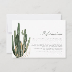 Moderne Cactus Wedding Information Cards