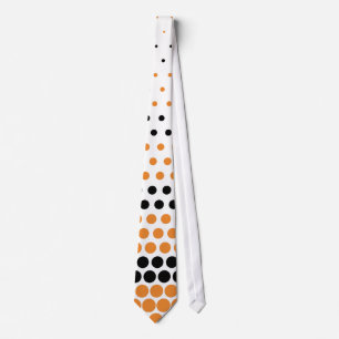 Moderne Cadmium Orange und Black Polka Dot Krawatte