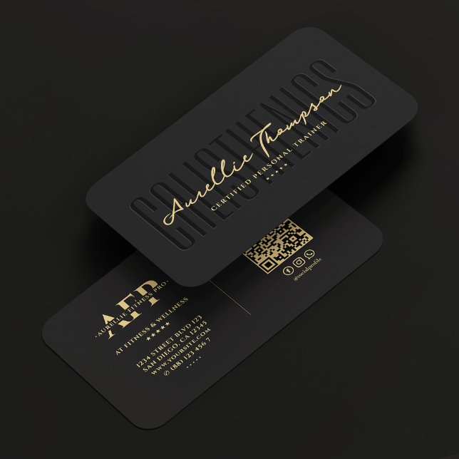 Moderne Calisthenics Personal Trainer Elegantes Sc Visitenkarte (Modern Calisthenics Personal Trainer Elegant Black Business Card
)