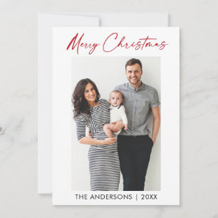 Moderne Calligraphie Red Ink Script Foto Weihnacht Feiertagskarte