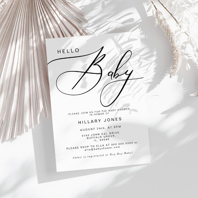 Moderne Calligraphy Baby Shooter Einladung (Von Creator hochgeladen)