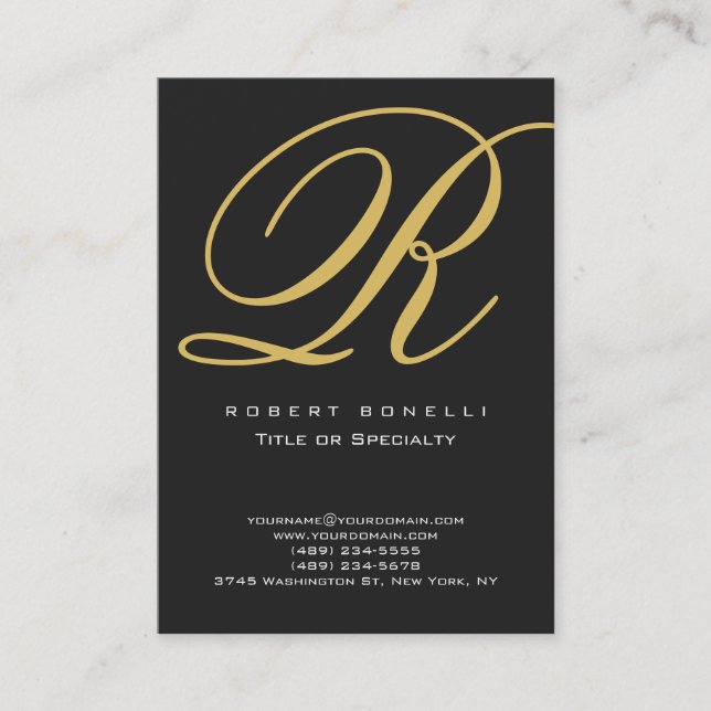 Moderne Calligraphy Gold Monogram Business Card Visitenkarte (Vorderseite)
