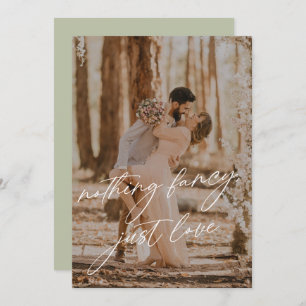 Moderne Calligraphy Sage Foto Elopement Wedding Einladung
