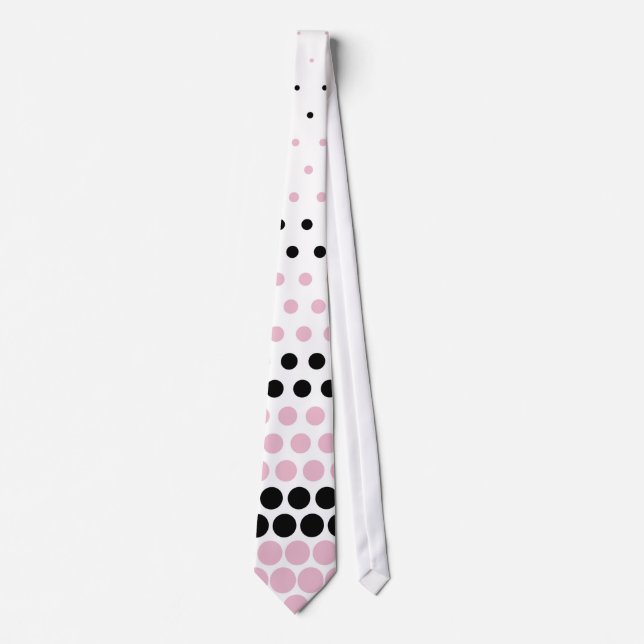 Moderne Cameo Pink und Black Polka Dot Krawatte (Vorderseite)