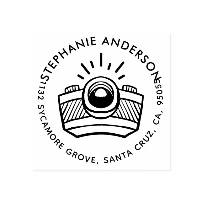 Moderne Camera-Rücksendeadresse für den runden Car Gummistempel (Prägung)