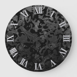 Moderne Camouflage - Schwarz und Dunkelgrau - Tarn Große Wanduhr
