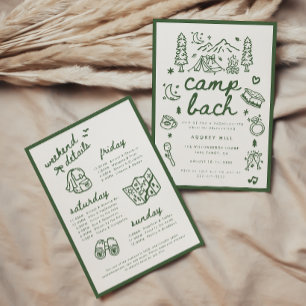 Moderne Camp Bach Green Script Junggesellinnenabsc Einladung