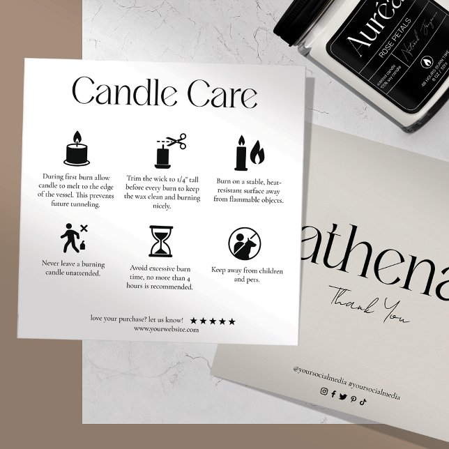 Moderne Candle Care Card Dankeskarte (Von Creator hochgeladen)