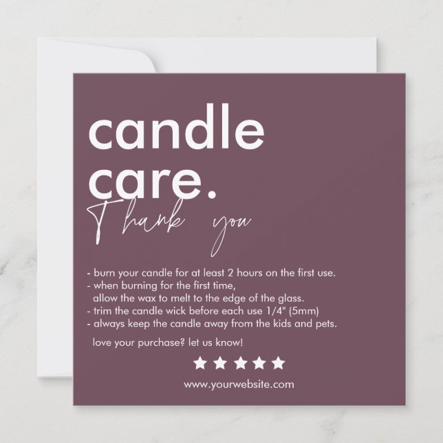 Moderne Candle Care & Danke Business Card (Vorderseite)