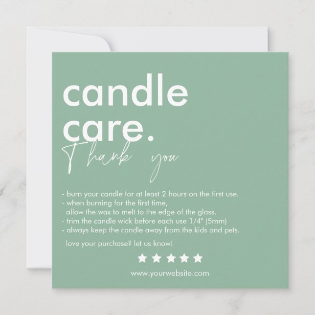 Moderne Candle Care & Danke Business Card (Vorderseite)