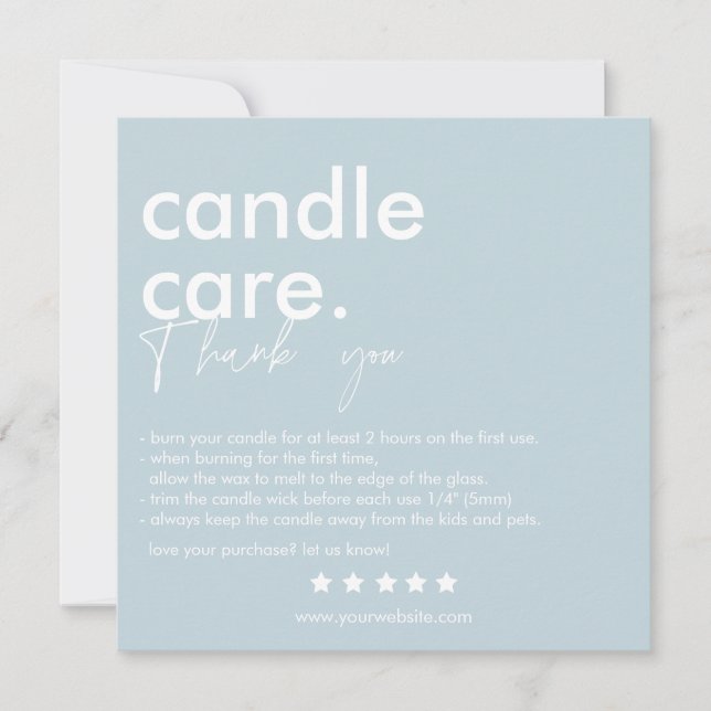 Moderne Candle Care & Danke Business Card (Vorderseite)