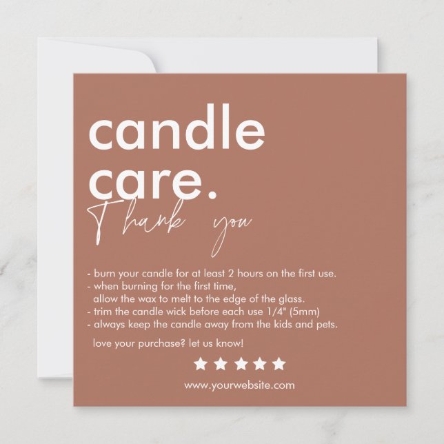 Moderne Candle Care & Danke Business Card (Vorderseite)