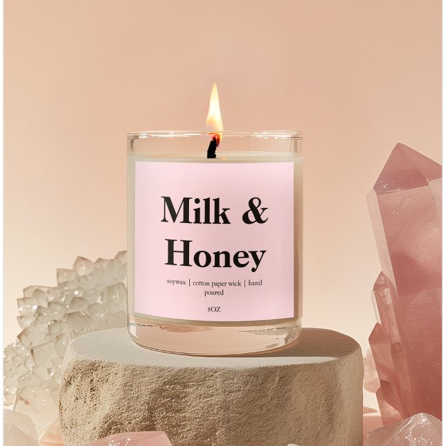 Moderne Candle-Produktverpackung in Rosa Quadratischer Aufkleber (Von Creator hochgeladen)