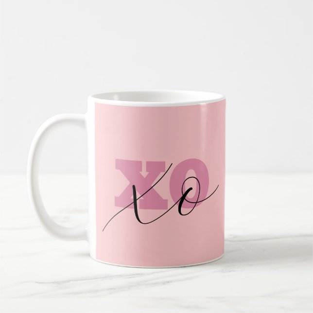 Moderne Candy Pink Black XOXO Valentine Kaffeetasse (Links)